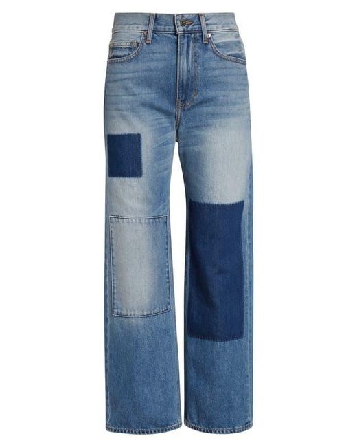 Veronica Beard Blue Dylan Patchwork Straight Leg Jeans