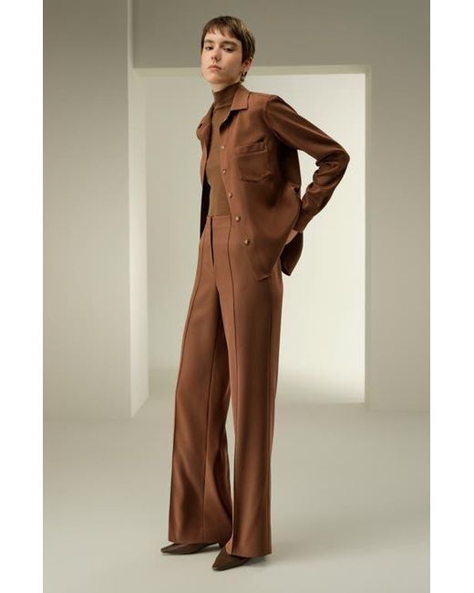 LILYSILK Brown Basic Silk Spread Collar Shirt