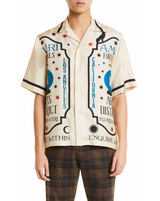 Amiri Fortune Print Silk Bowling Shirt for Men Lyst