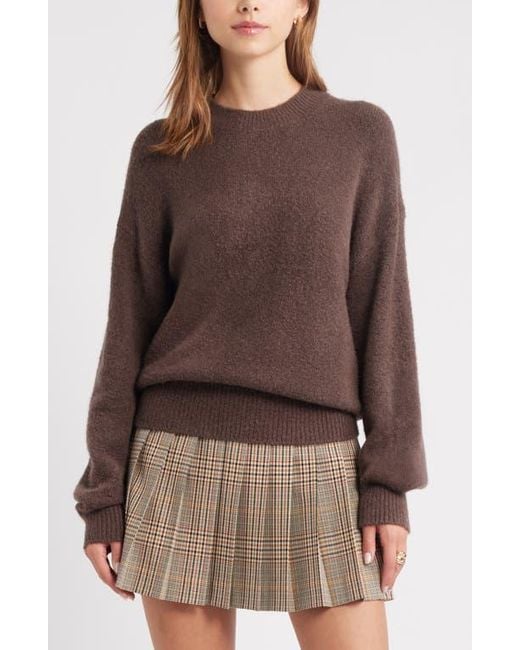 Open Edit Brown Cozy Crewneck Sweater