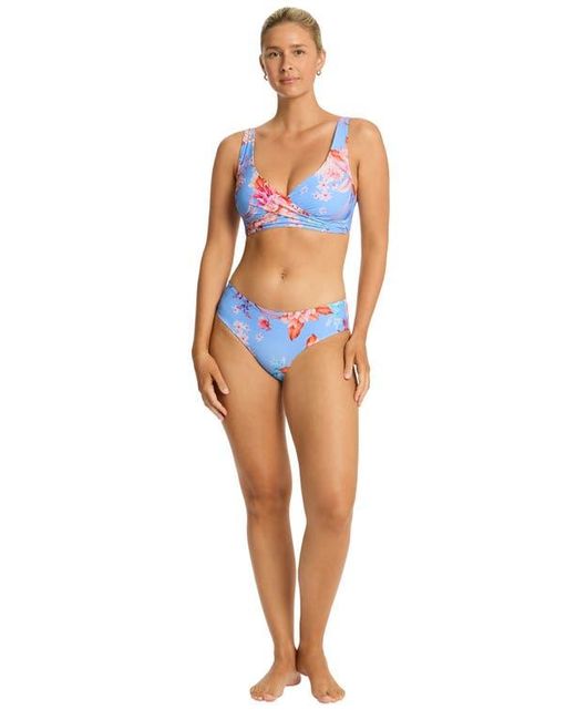 Sea Level Blue Indochine Cross Front Multifit Bikini Top
