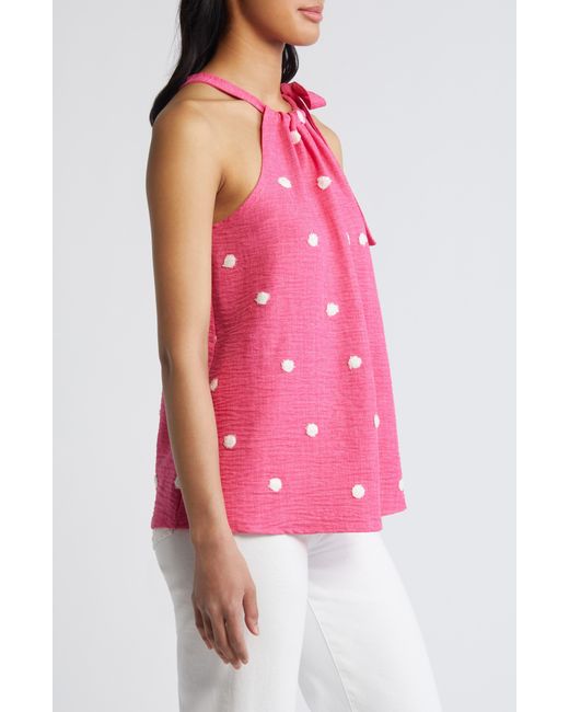 Loveappella Pink Tie Shoulder Sleeveless Top