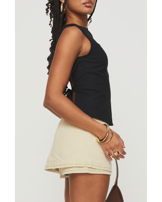 Princess Polly Blue Lilitina Open Back Cotton & Linen Tank