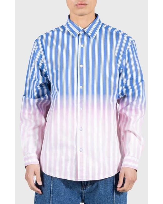 Pleasures Blue Fade Stripe Ombré Button-Up Shirt for men