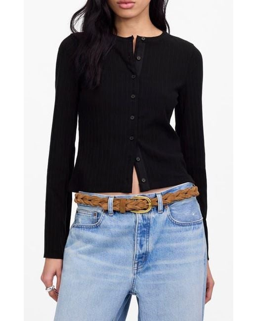 Madewell Women's Black Flare Sleeve Cotton Cardigan