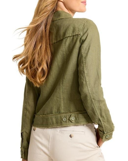 Tommy Bahama Green Two Palms Linen Raw Edge Jacket