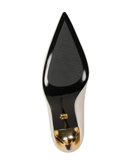 Donna Karan White Panthia Pointed Toe Pump