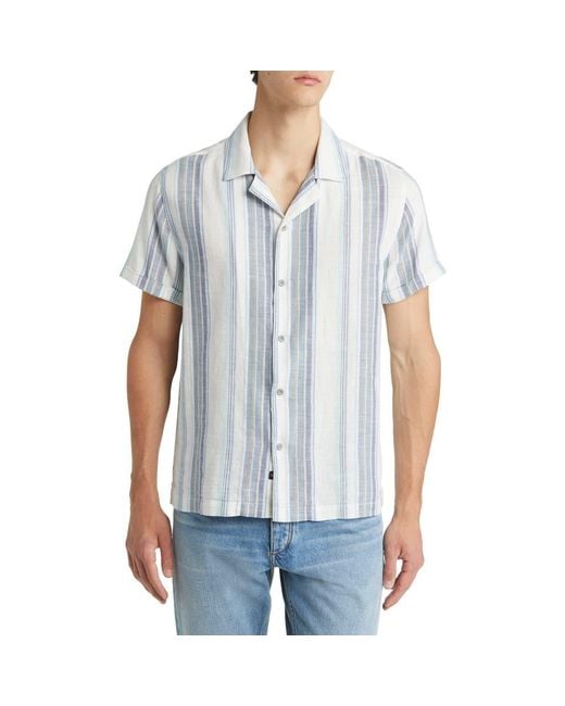 Rails Blue Amalfi Stripe Short Sleeve Cotton Button-Up Shirt for men