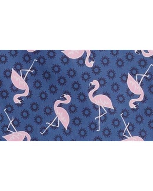 Johnston & Murphy Blue Flamingo Print Short Sleeve Button Up Shirt for men