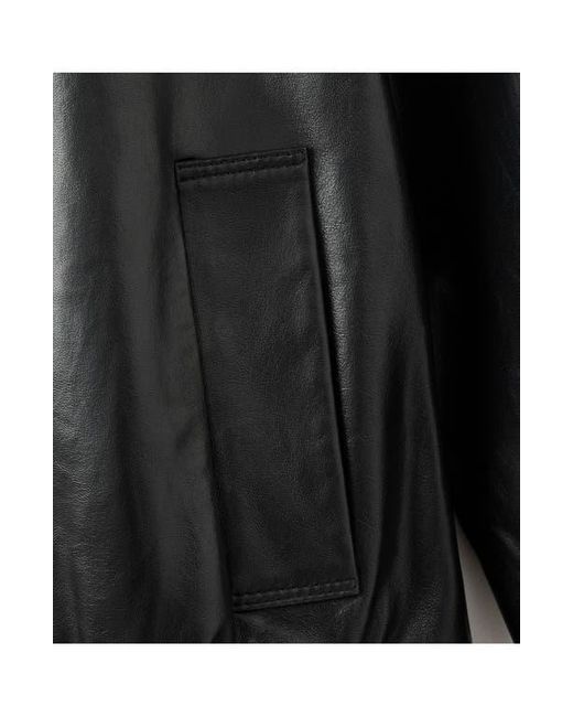 Mango Black Selection Leather Bomber Jacket