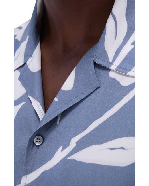 Bugatchi Blue Jackson Floral Lyocell Camp Shirt for men