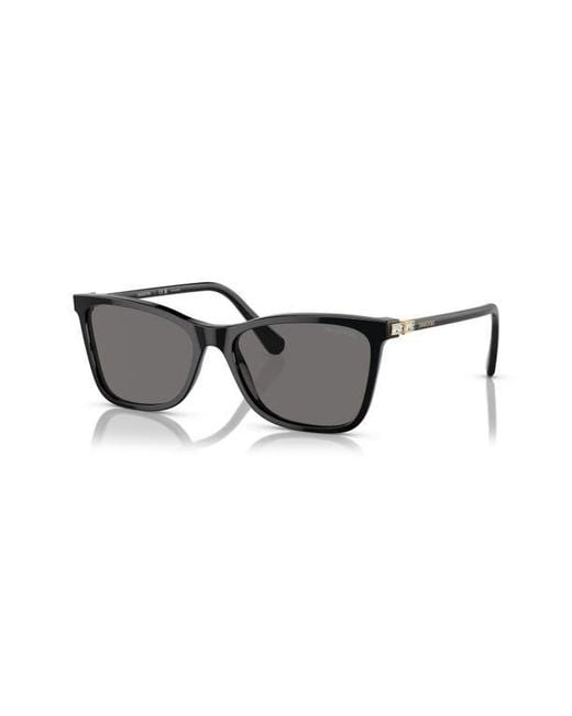 Swarovski Gray 55Mm Polarized Rectangular Sunglasses