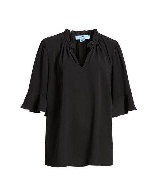 Cece Black Split Neck Blouse
