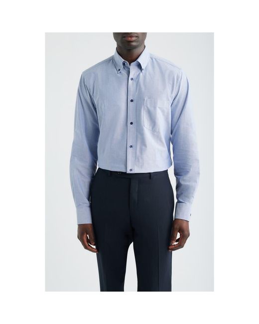 Eagle Blue Regular Fit Solid Cotton Button-Down Oxford Shirt for men