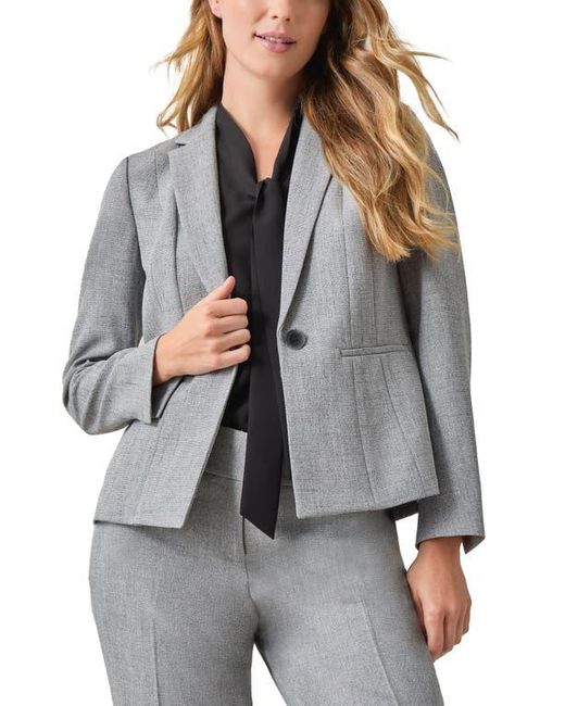 Kasper Gray Stretch Crepe One-Button Blazer