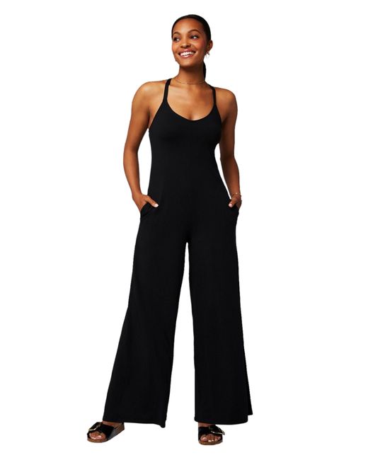 Fabletics Black Cloud Jersey Wide Leg Jumpsuit