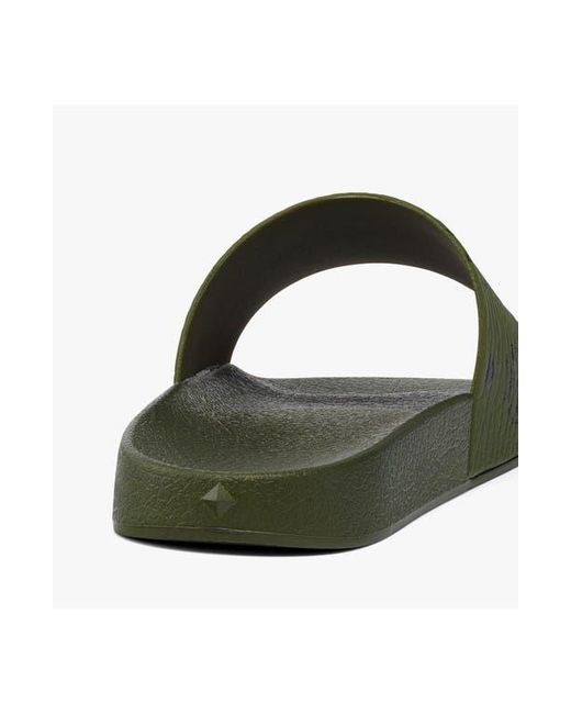MCM Green Monogram Print Rubber Slides for men