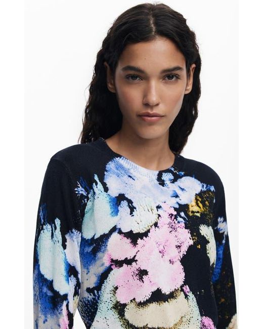 Desigual Blue Abstract Print Crewneck Sweater