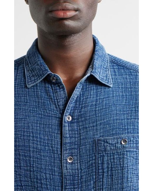 Tommy Bahama Blue Beachside Cruiser Crinkled Short Sleeve Cotton Button-Up Shirt for men