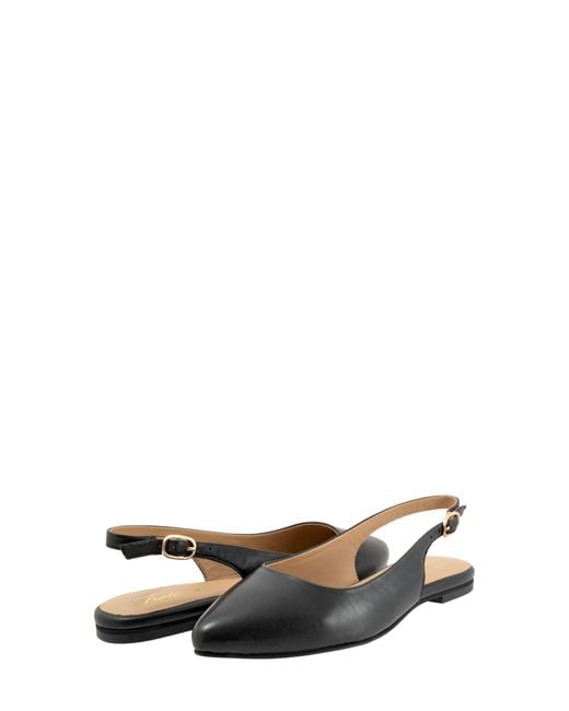 Trotters Black Evelyn Pointed Toe Slingback Flat - Multiple Widths Available