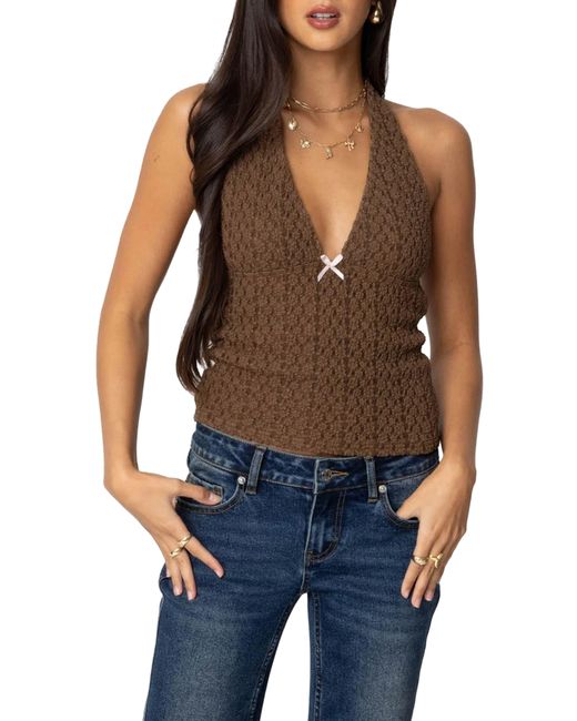Edikted Black Willow Texture Halter Top