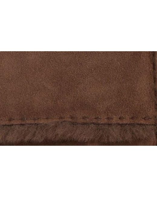 Ugg Brown Seamed Touchscreen Compatible Genuine Shearling Gloves