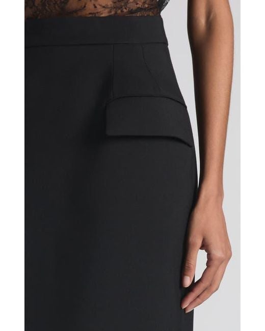 Alexander McQueen Black Dart Wool Stretch Gabardine Midi Skirt