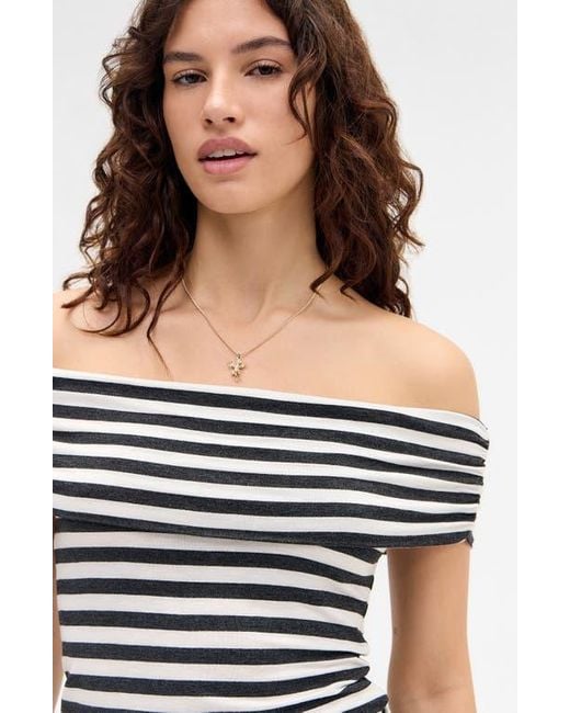 BDG Blue Stripe Off The Shoulder Top