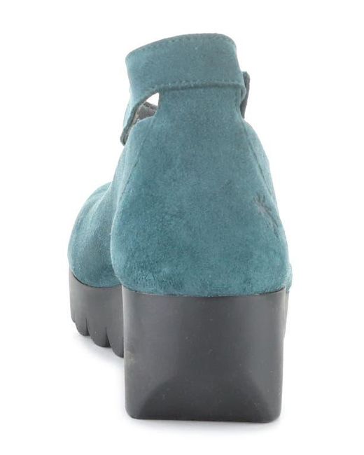 Fly London Blue Vily Ankle Strap Platform Wedge Pump