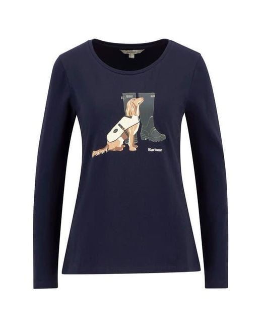 Barbour Blue Hedley Long Sleeve Cotton Graphic T-Shirt