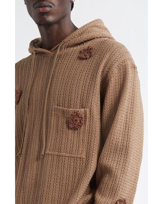 Song For The Mute Brown Daisy Raw Patch Pocket Hoodie for men