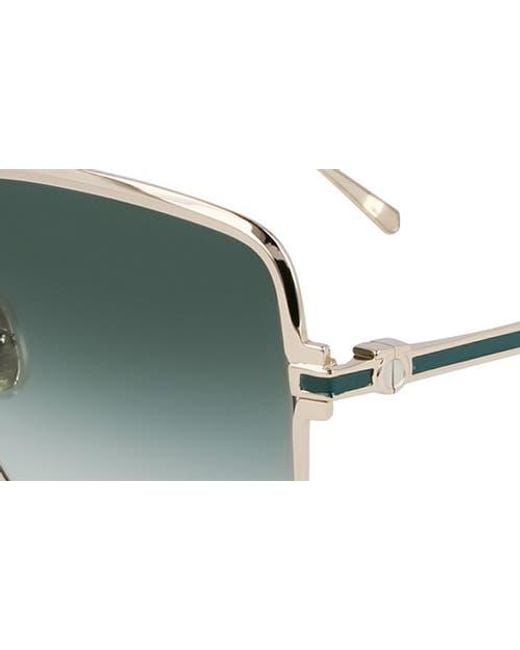 Ferragamo Green Gancini 57Mm Modified Rectangular Sunglasses