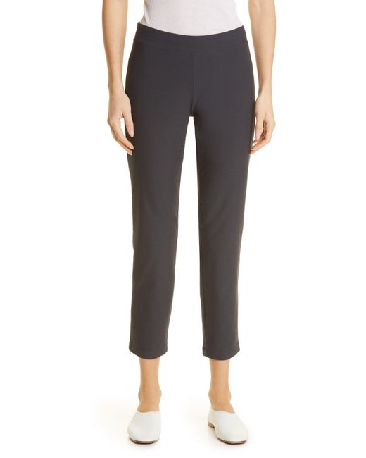 Eileen Fisher Gray Stretch Crepe Slim Ankle Pants