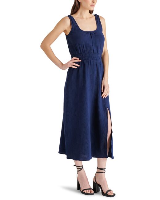 Steve Madden Blue Makena Cotton Gauze Maxi Dress