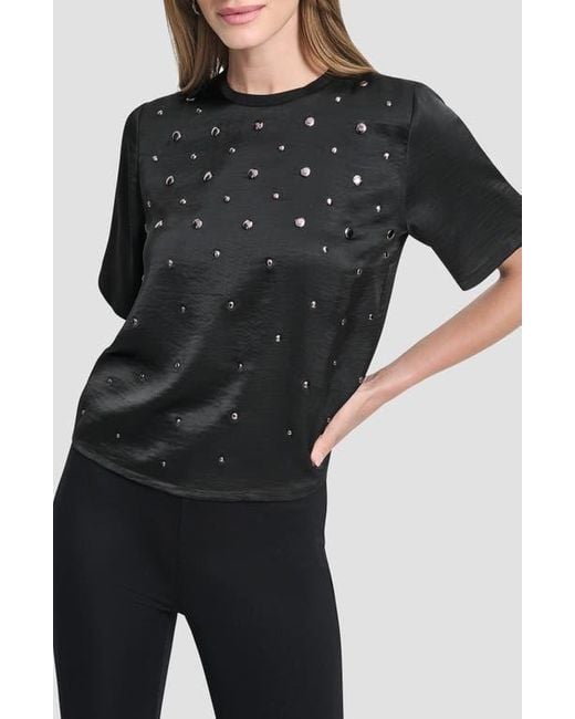 DKNY Black Studded Boxy Top