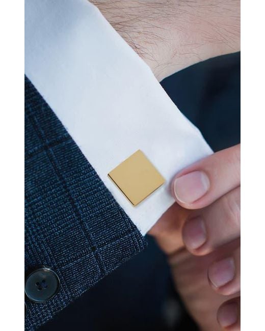 Cufflinks Inc. Metallic Engravable Square Cuff Links for men