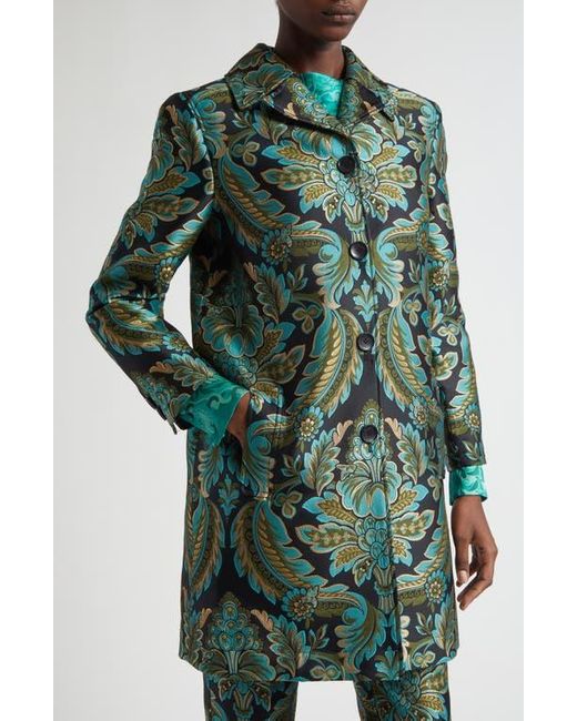 Etro Green Paisley Jacquard Coat