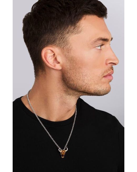 Lagos White Anthem Bull Pendant Necklace