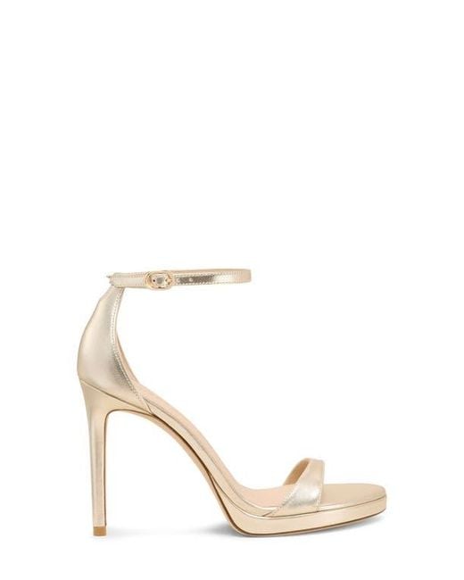 Stuart Weitzman White Nudist Platform Sandal