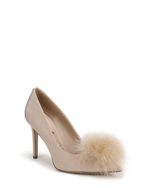 Sam Edelman White Hazel Feather Embellished Pump