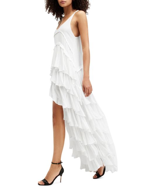 AllSaints White Cavarly Tiered High-low Dress