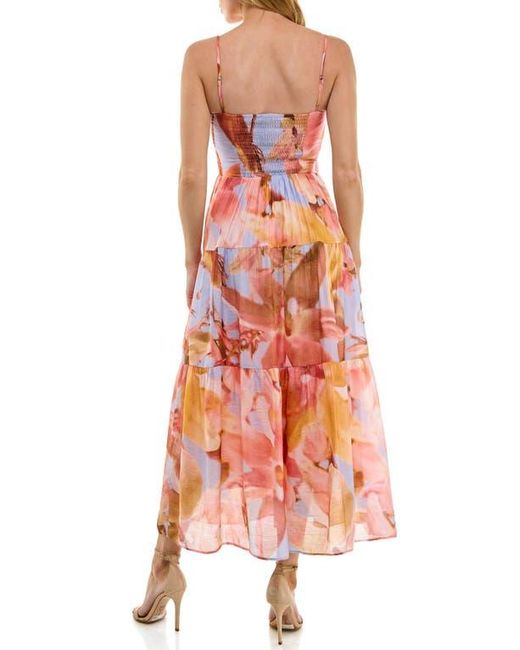 Socialite Multicolor Abstract Floral Tiered Dress