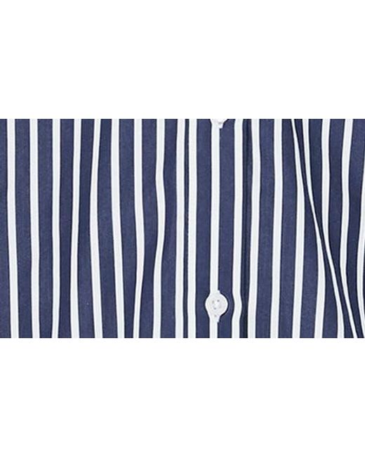 French Connection Blue Alexis Stripe Oversize Crossover Cotton Button-Up Shirt