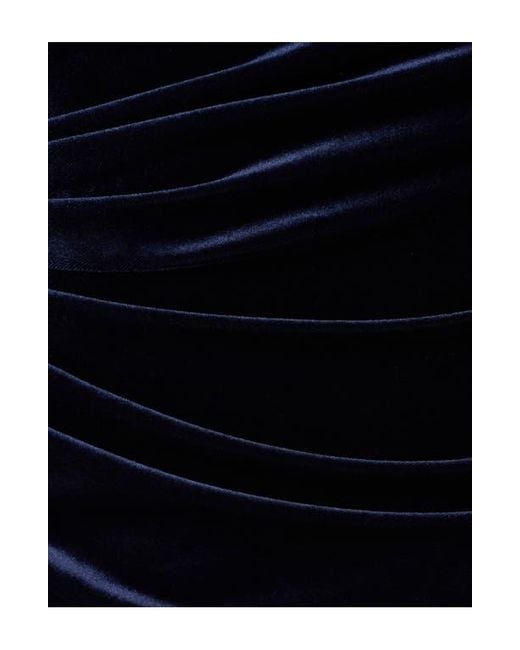 Adrianna Papell Black Asymmetric Long Sleeve Ruched Velvet Gown
