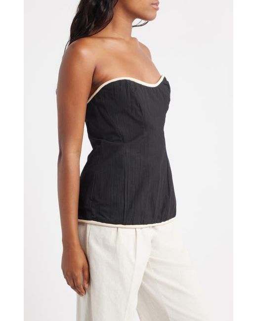 TOPSHOP Black Contrast Binding Strapless Cotton Top