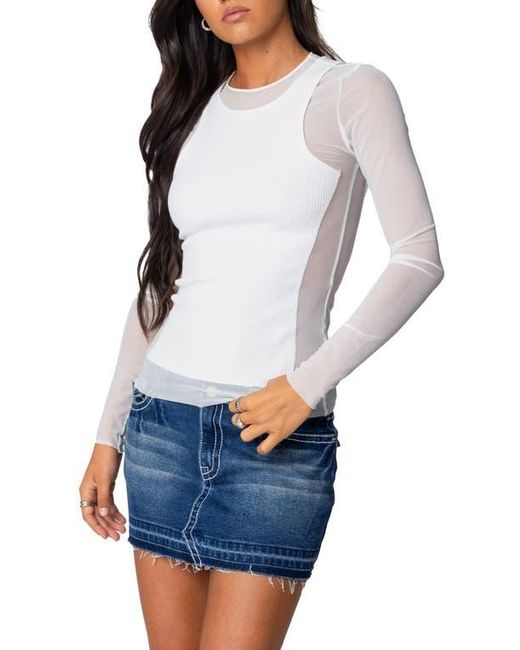 Edikted White Layered Mesh Top