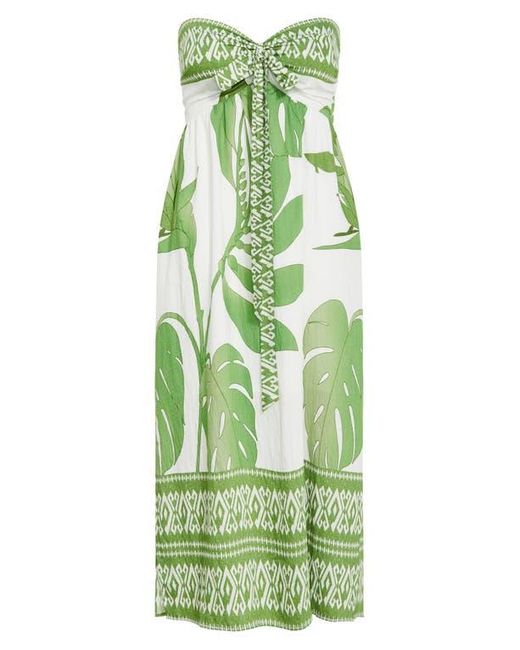 City Chic Green Peta Border Print Strapless Maxi Dress