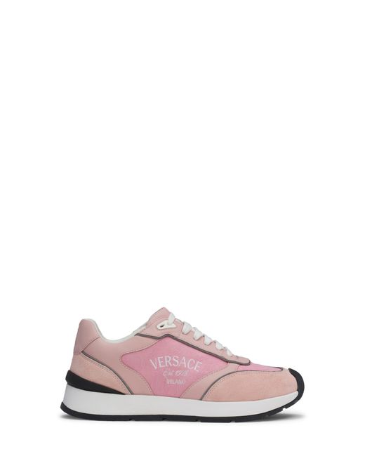Versace Pink Logo Jacquard Low Top Sneaker