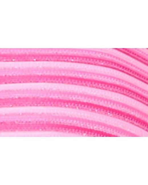 MILLY Pink Metallic Stripe Triangle Bikini Top