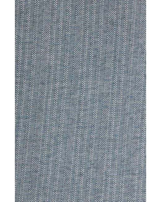 Robert Barakett Blue Monolif Stripe Long Sleeve Polo for men